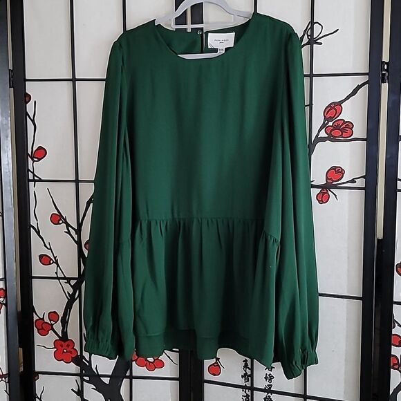 Pomander Place NWT blHunter Green Carlota Peplum Blouse - Picture 3 of 12